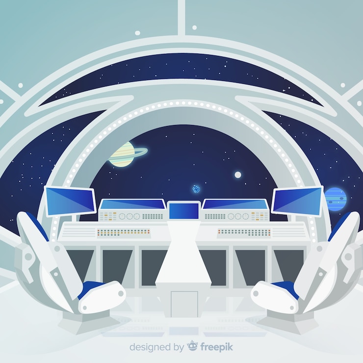 Vector Gratis modern spaceship interior background with flat design