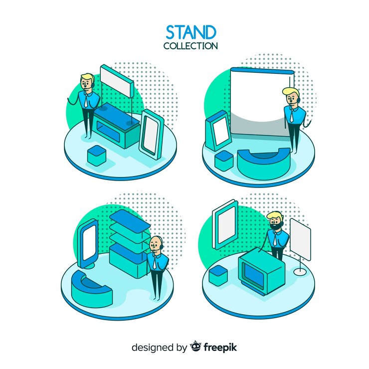 Vector Gratis modern stand collection with isometric view