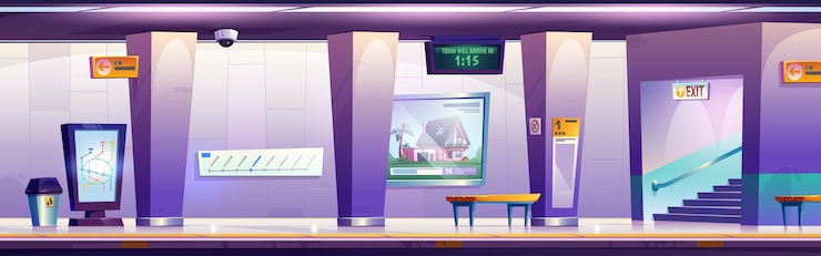 Vector Gratis modern subway station platform interior