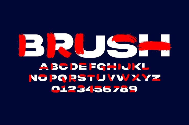 Vector Gratis modern typography font decorated with brush stroke