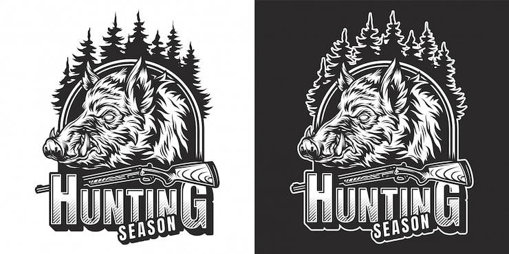 Vector Gratis monochrome hunting season vintage print