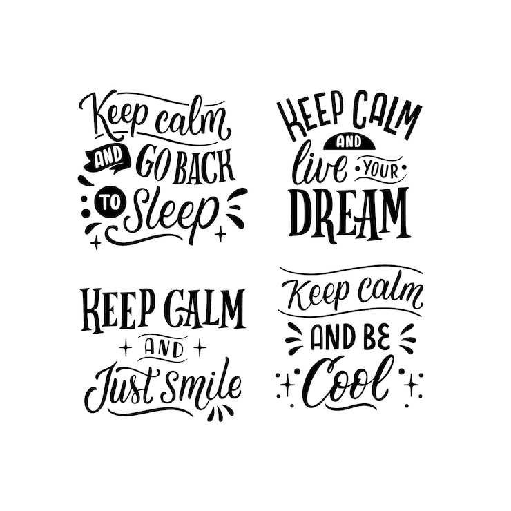 Vector Gratis monochrome keep calm lettering stickers collection
