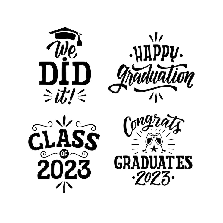 Vector Gratis monochrome lettering class of 2023 stickers collection