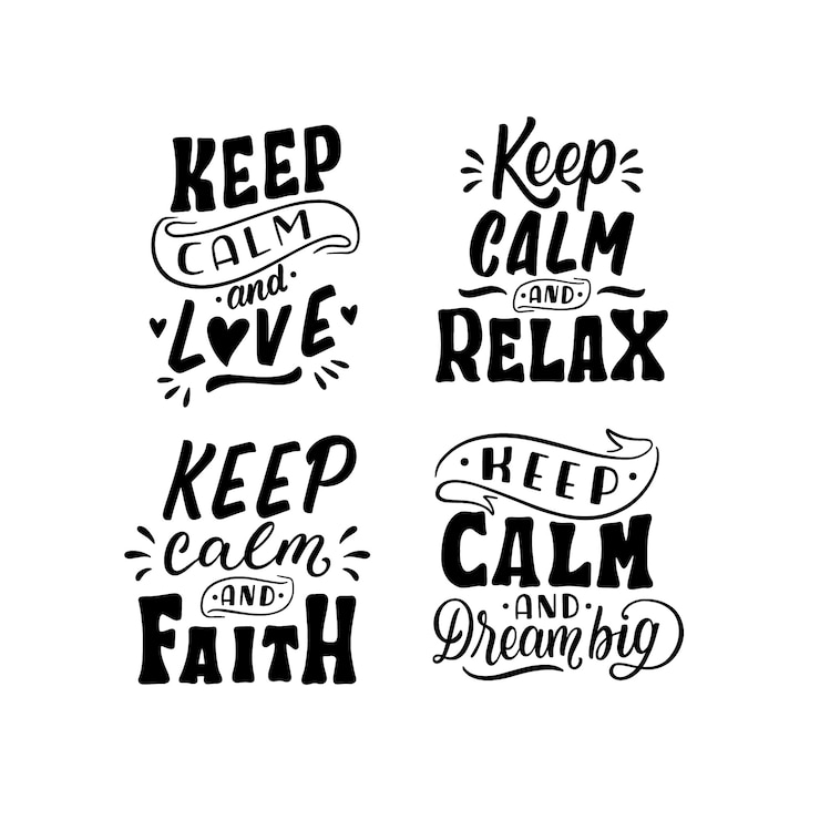 Vector Gratis monochrome lettering keep calm stickers collection