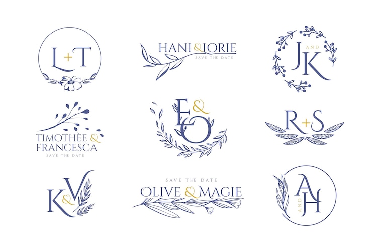 Vector Gratis monogram pernikahan elegan