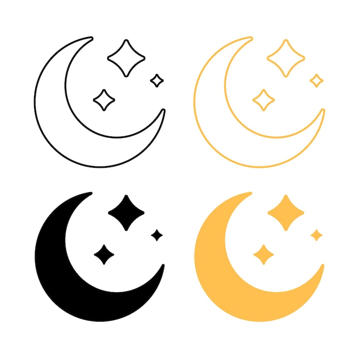 Vector Gratis moon and stars set