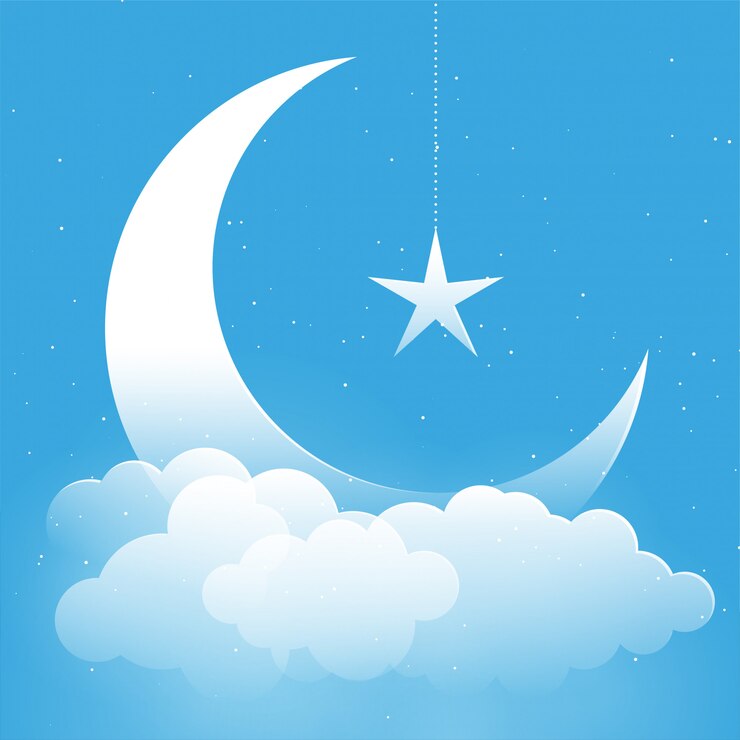 Vector Gratis moon star and clouds fantasy background