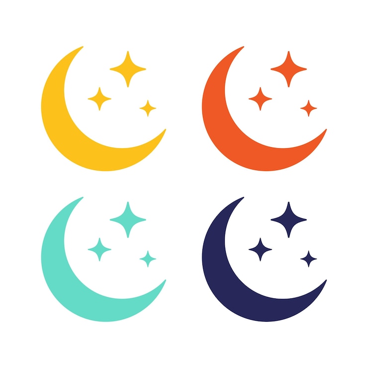 Vector Gratis moon with stars multiple colours