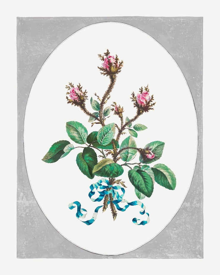 Vector Gratis moss rose vector vintage floral art print, remixed from artworks by john edwards