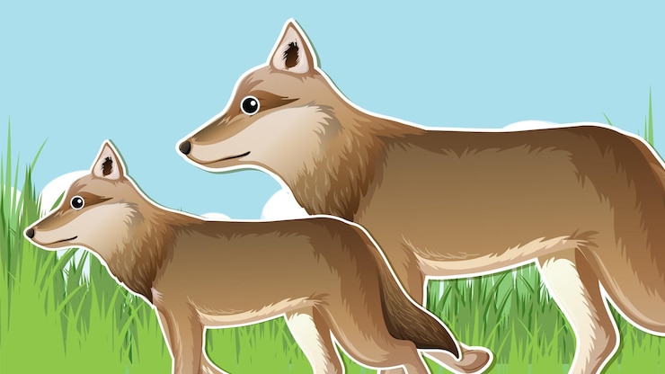 Vector Gratis mother and baby wolf background