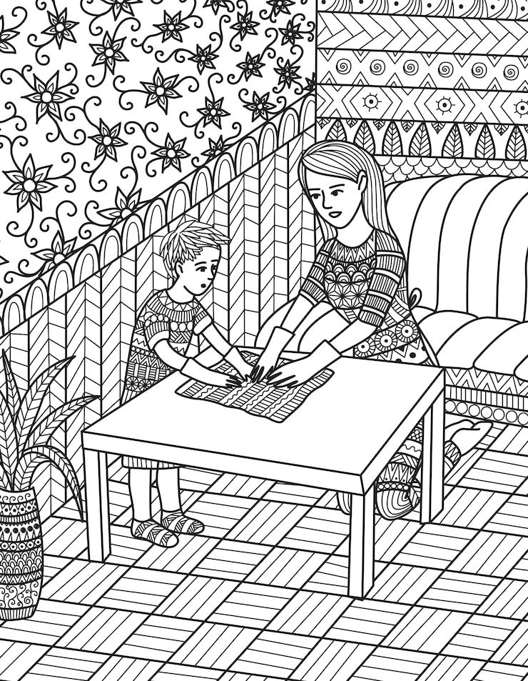 Vector Gratis mother and son cooking