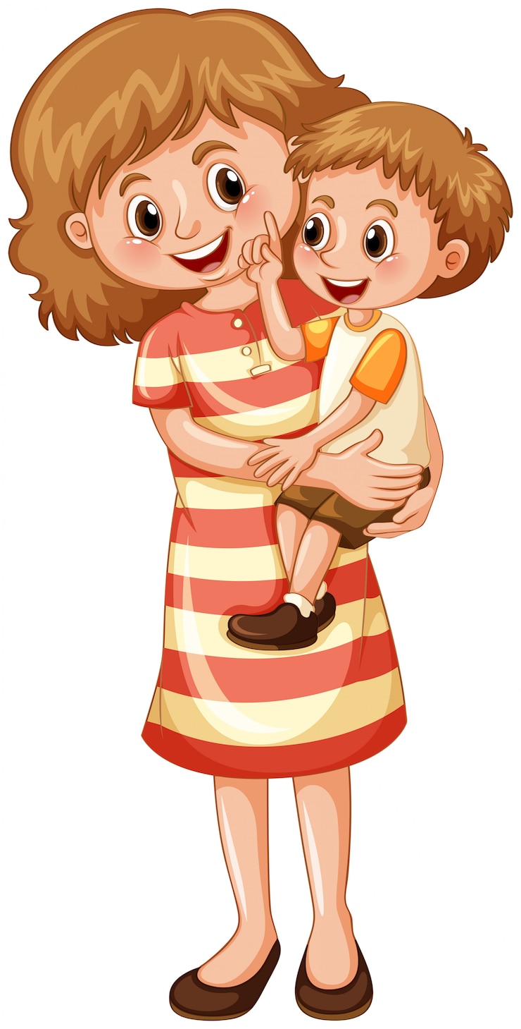 Vector Gratis mother and son on white background