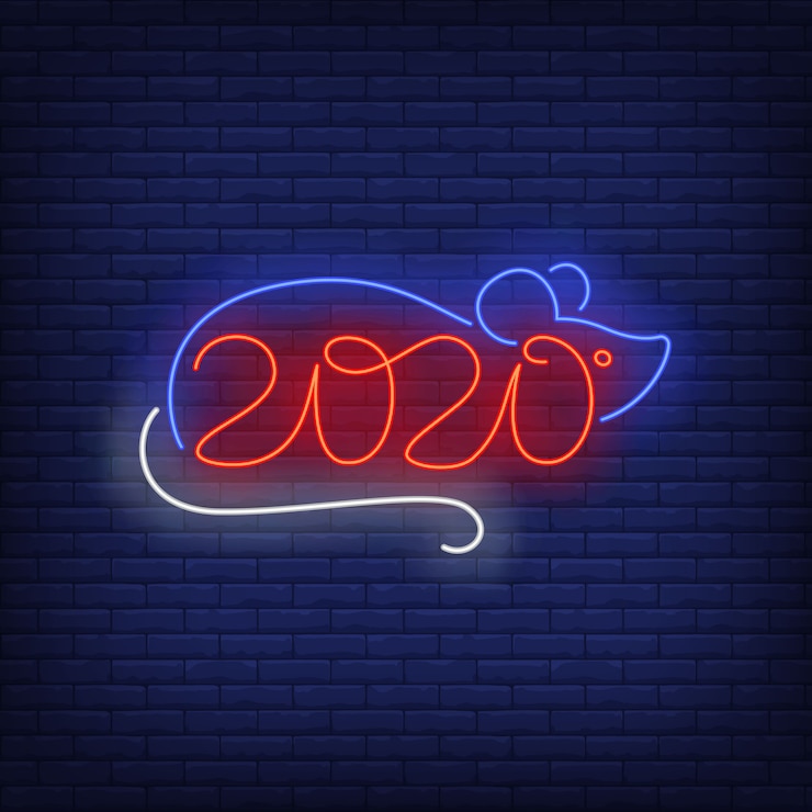Vector Gratis mouse with numbers neon sign