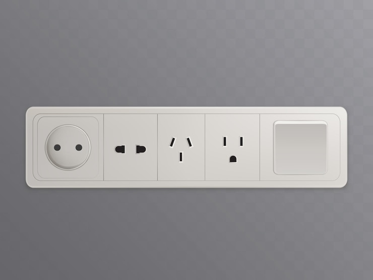 Vector Gratis multi socket ac power wall-mounted outlet 3d realistic vector 