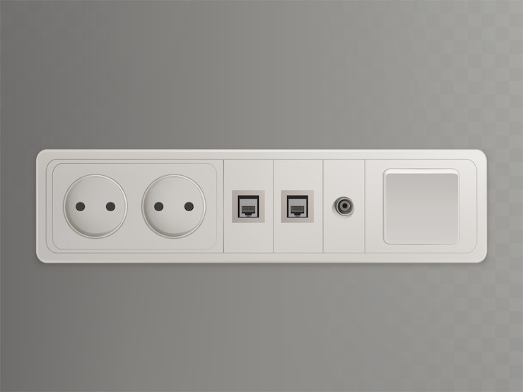 Vector Gratis multi socket wall outlet with electrical, ethernet, cable or satellite tv connections 