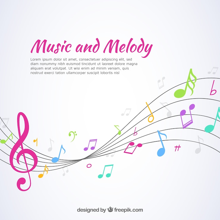 Vector Gratis music background with pentagram and colorful notes