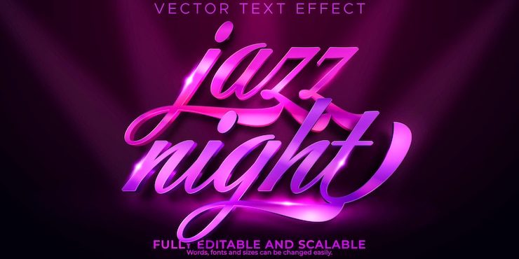 Vector Gratis music text effect editable party and jazz text style