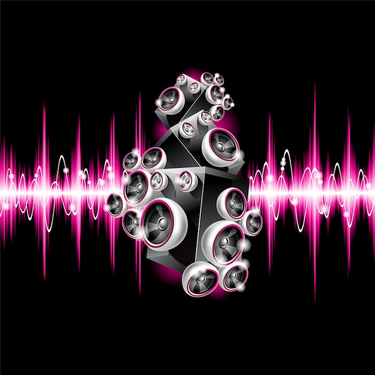 Vector Gratis musical background with pink sound waves