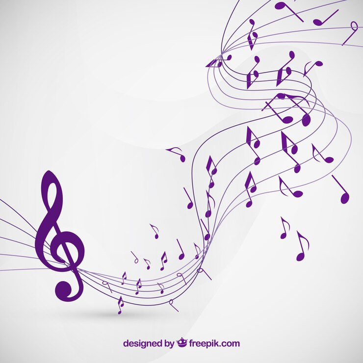 Vector Gratis musical notes background in purple color