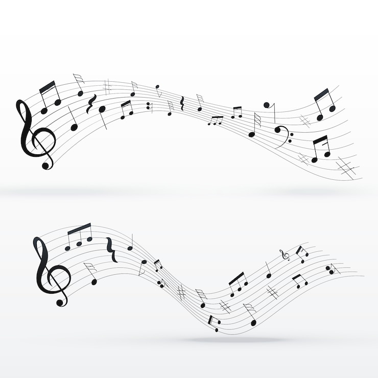 Vector Gratis musical notes wave background design