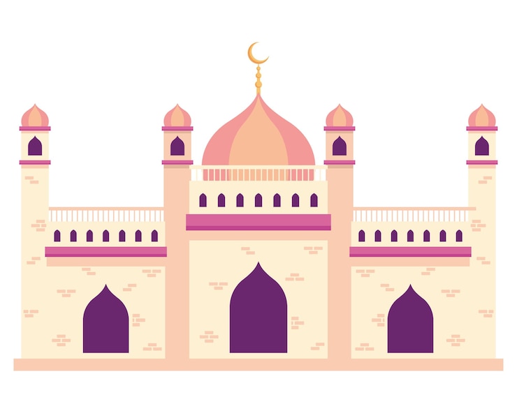 Vector Gratis muslim mosque front facade