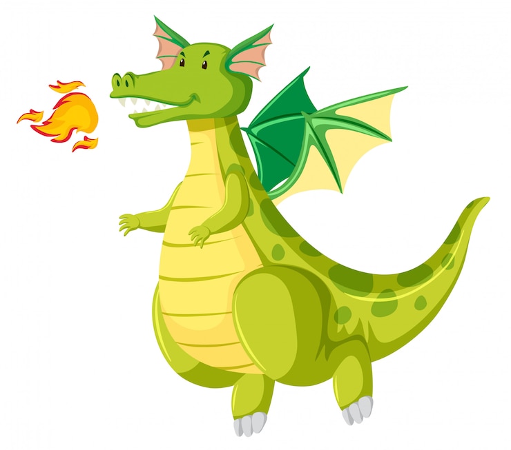 Vector Gratis naga hijau bernapas api
