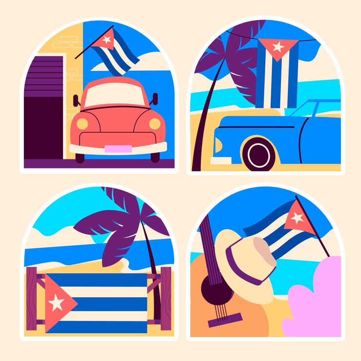 Vector Gratis naive cuba stickers collection