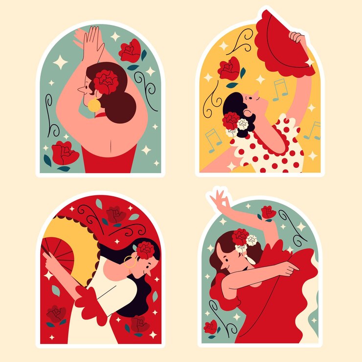 Vector Gratis naive flamenco dancers stickers
