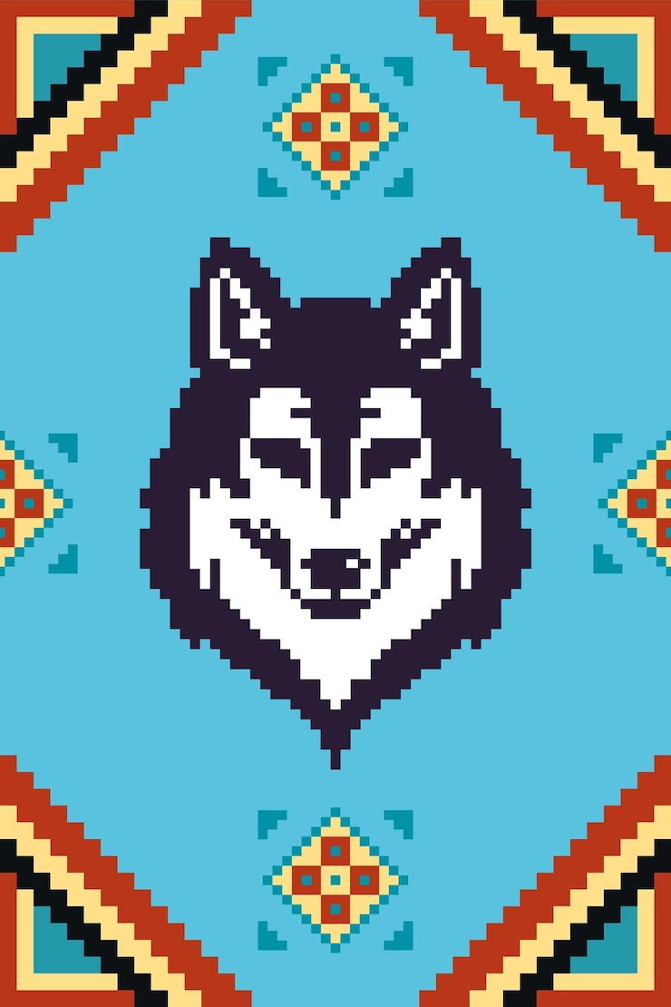 Vector Gratis native american pattern of wolf face