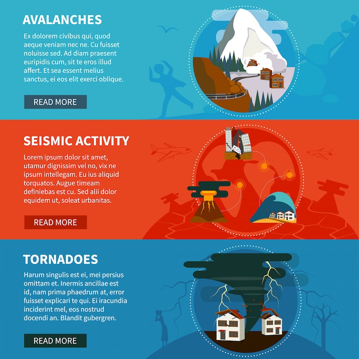 Vector Gratis natural disasters horizontal banners