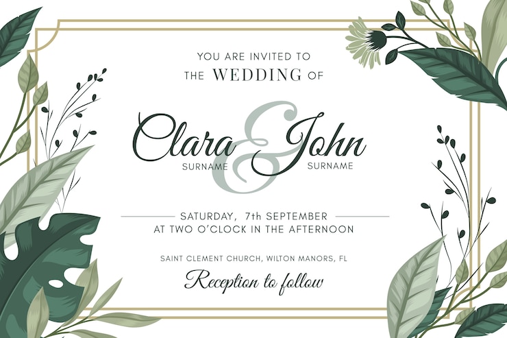 Vector Gratis natural save the date wedding invitation