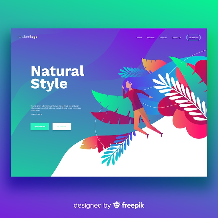 Vector Gratis natural style landing page template