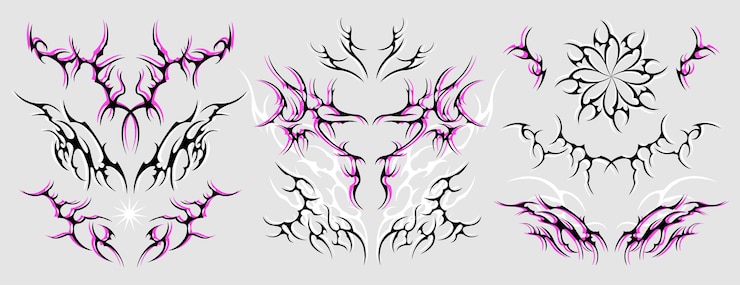 Vector Gratis neo tribal tattoo celtic sigilism y2k gothic body ornaments in neotribal style