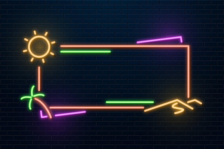 Vector Gratis neon frame with sun drawing