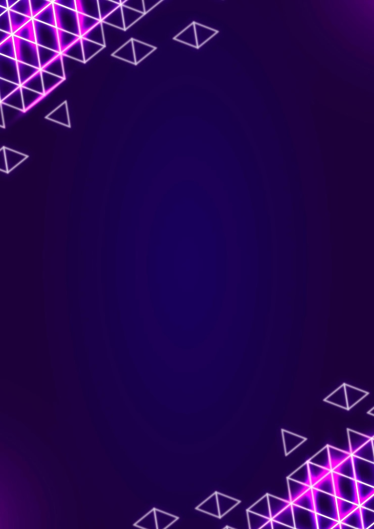 Vector Gratis neon geometric border on a dark purple poster template vector