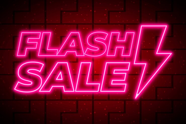 Vector Gratis neon glowing sale sign