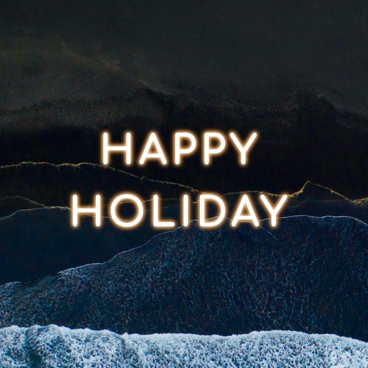 Vector Gratis neon happy holiday text vector wavy surface