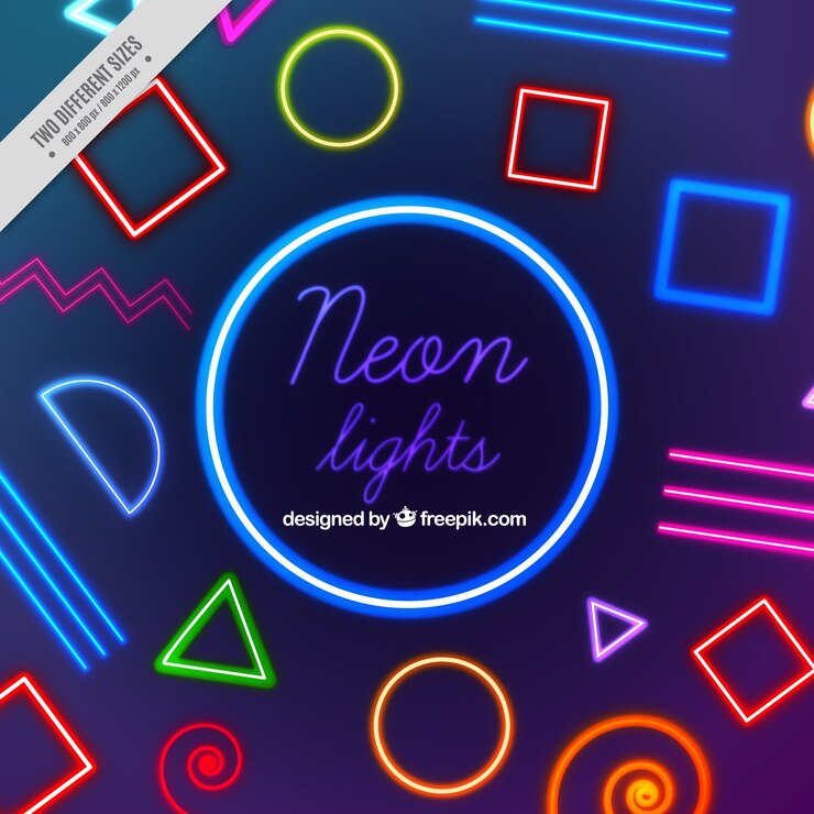 Vector Gratis neon lights memphis background