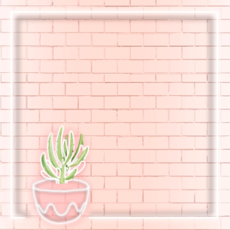 Vector Gratis neon square cactus frame social ads