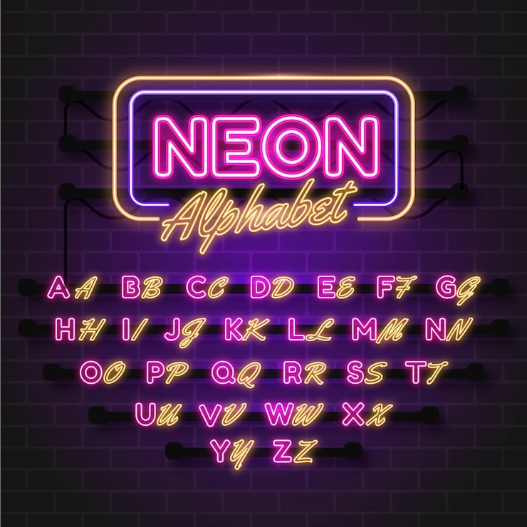 Vector Gratis neon style alphabet design