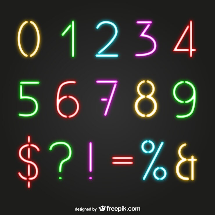 Vector Gratis neon style numbers