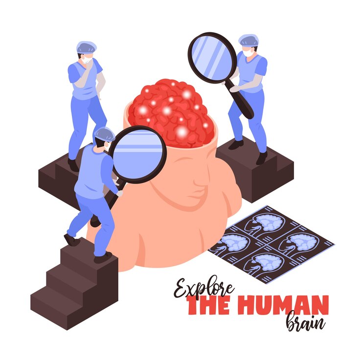 Vector Gratis neurologists with magnifying glasses research illustration