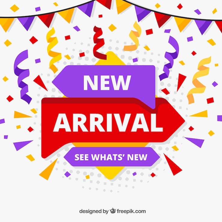 Vector Gratis new arrival background with colorful confetti