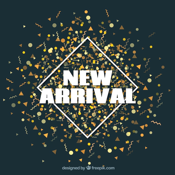 Vector Gratis new arrival concept background with golden confetti