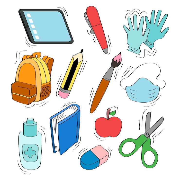 Vector Gratis new normal school supplies collection