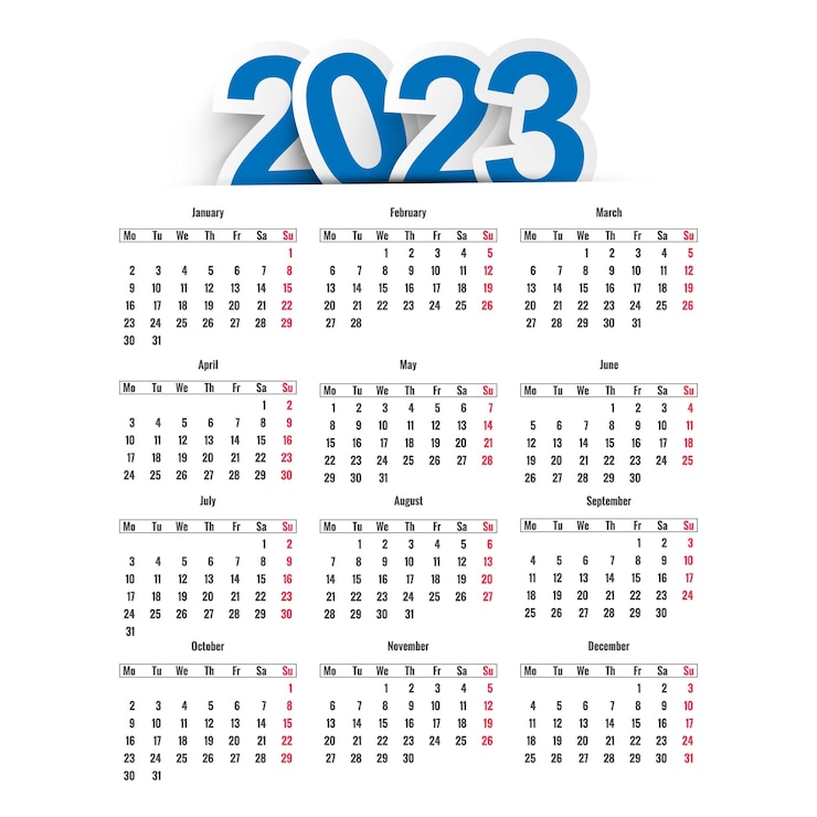 Vector Gratis new year 2023 calendar template design