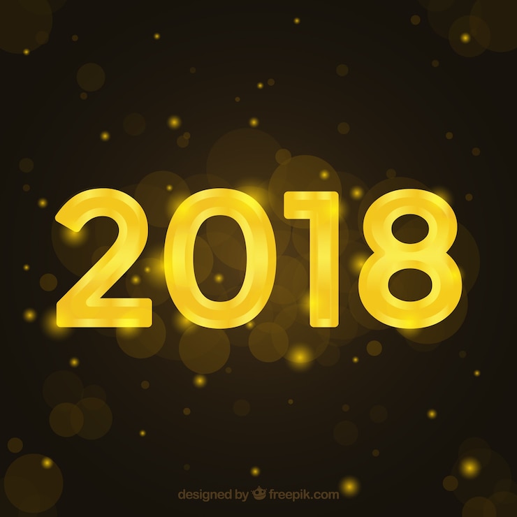 Vector Gratis new year golden background with bokeh effect