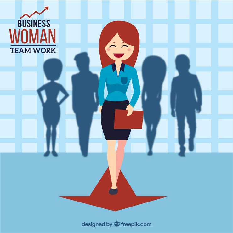 Vector Gratis nice businesswoman with silhouettes