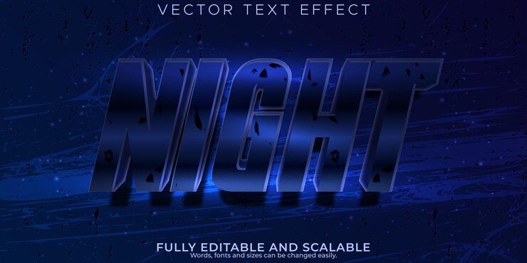 Vector Gratis night movie text effect editable metallic and shiny text style