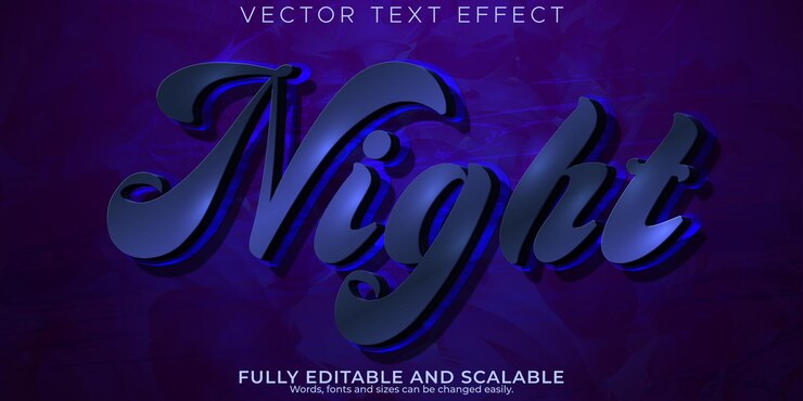 Vector Gratis night text effect editable dark and scary text style